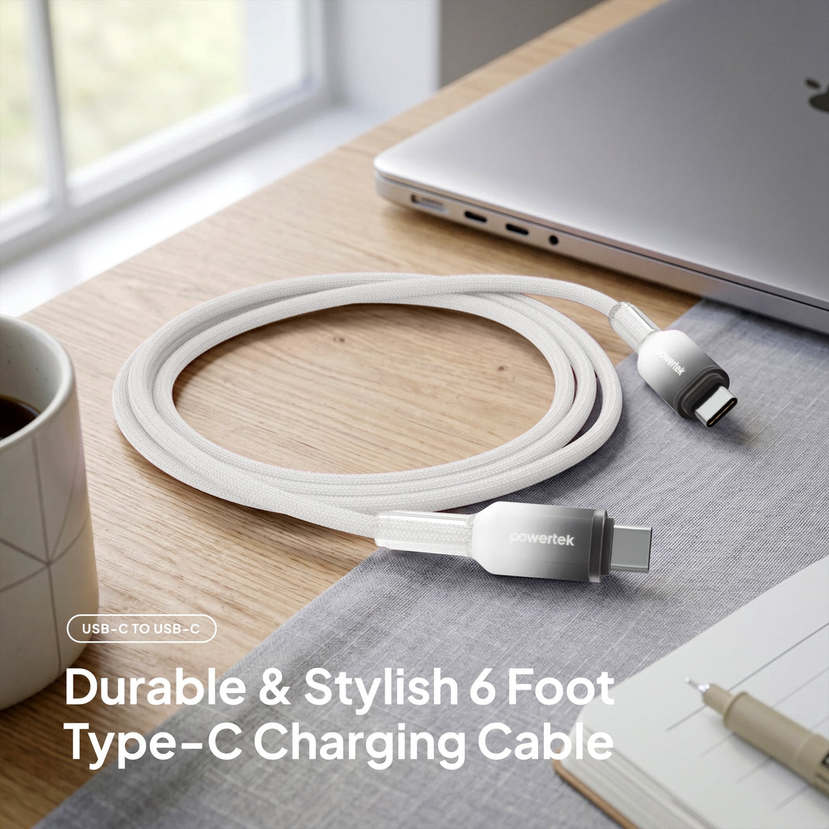 Cable USB-C Trenzado de Carga Rápida 1.8m
