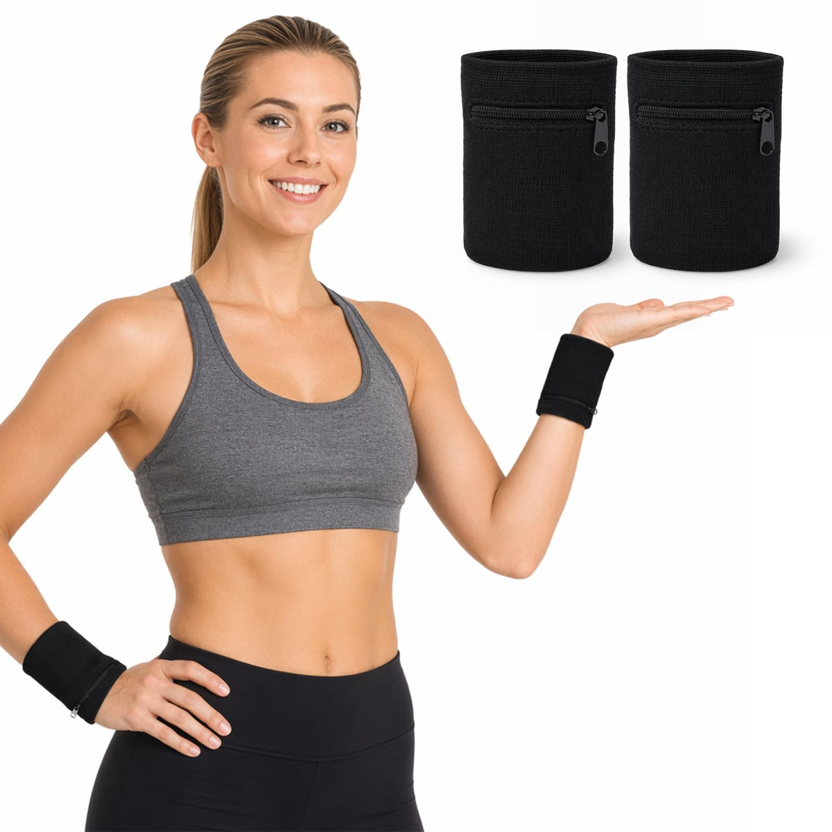 Pack de 2 Muñequeras Deportivas con Bolsillo