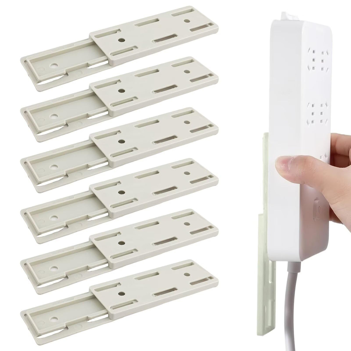 Pack de 6 Soportes Autoadhesivos para Regleta de Enchufes
