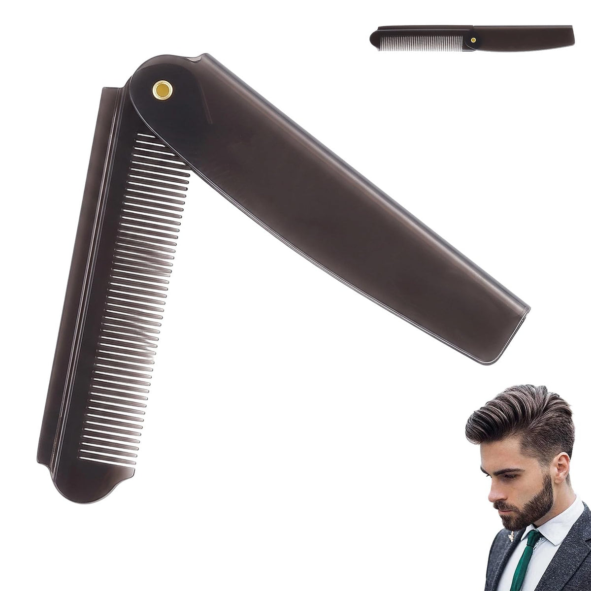 Peine de Barba Plegable con Bolsa de Transporte
