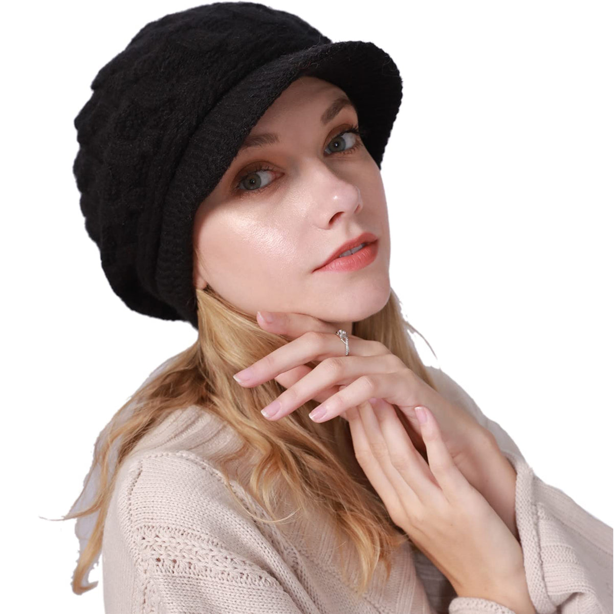 Gorro de Lana con Visera para Mujer