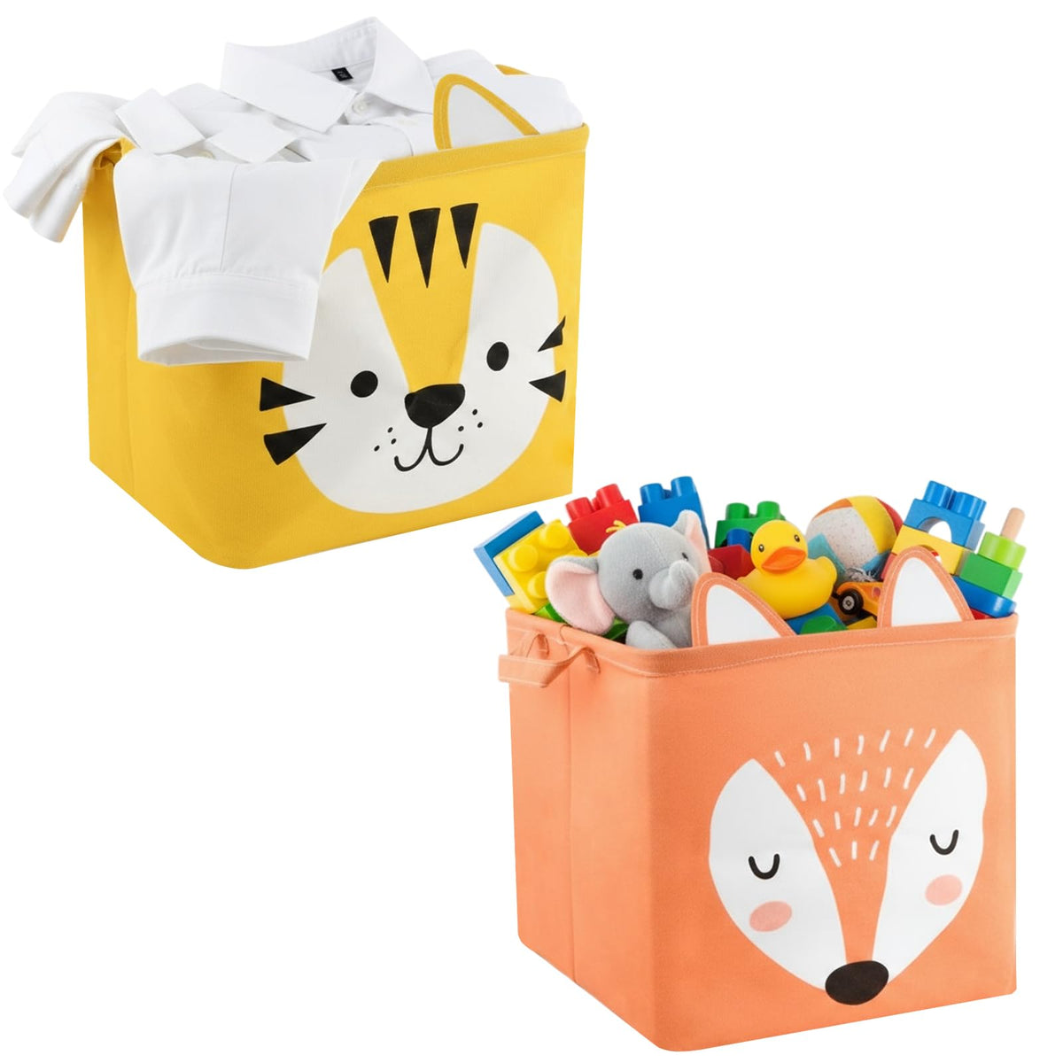Set de 2 Cestos Plegables de Lona para Ropa o Juguetes