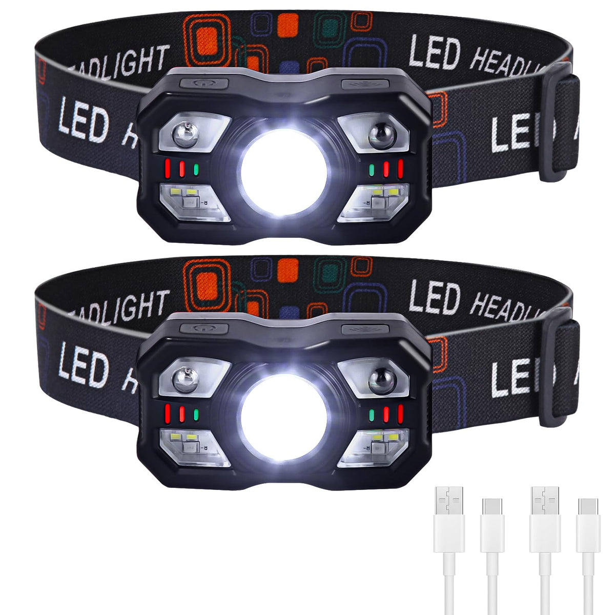 Pack de 2 Linternas Frontales LED Recargables