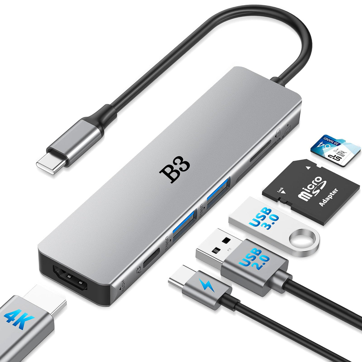 Hub USB C 6 en 1 Multipuerto con HDMI