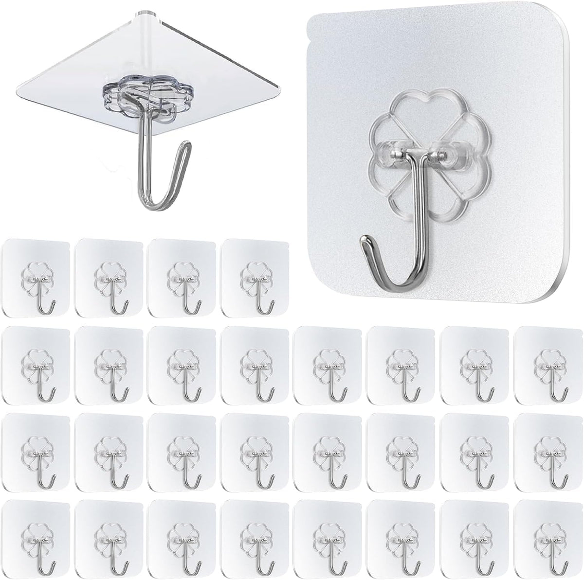 Pack de 30 Ganchos Adhesivos Transparentes