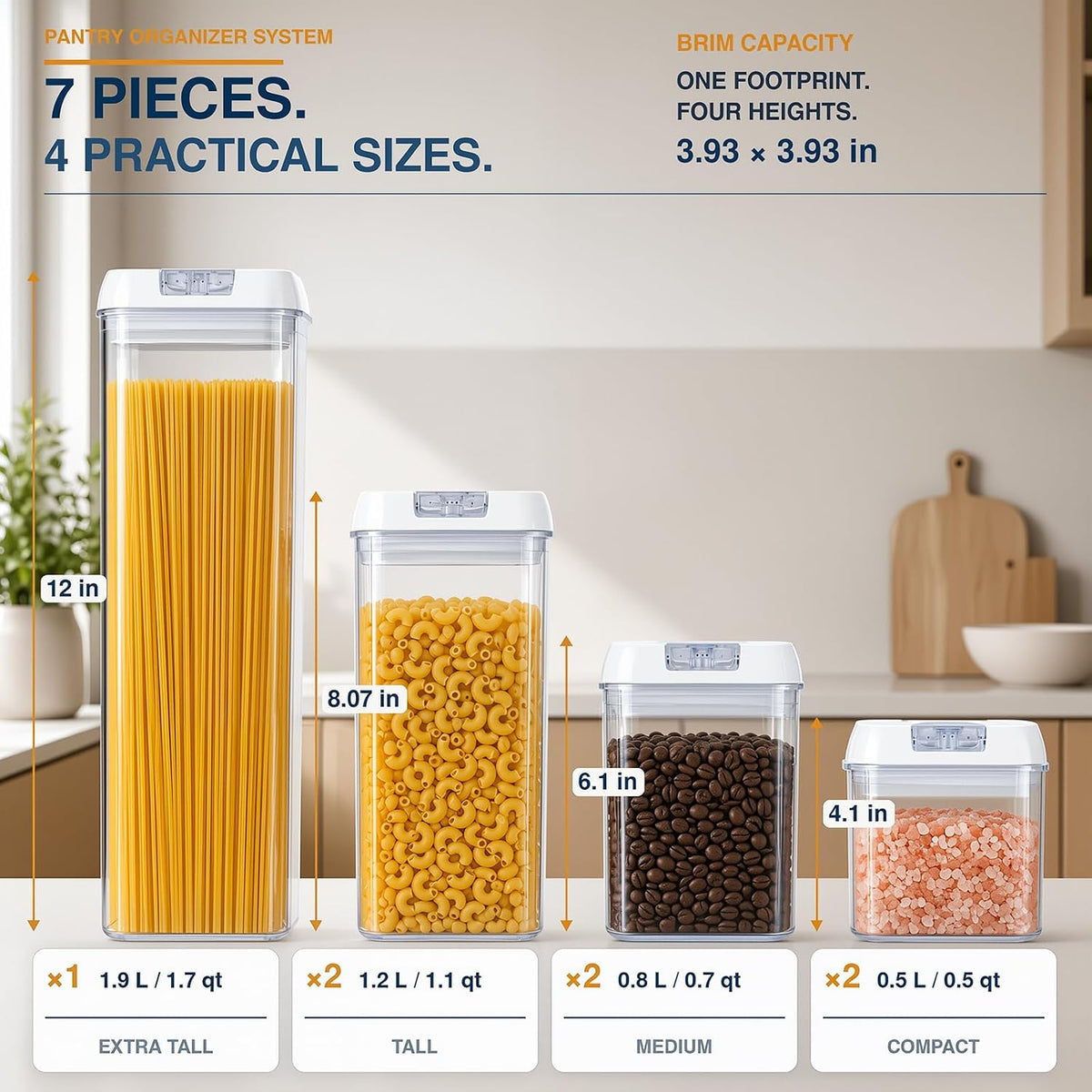 Set de 7 Botes Herméticos para Alimentos
