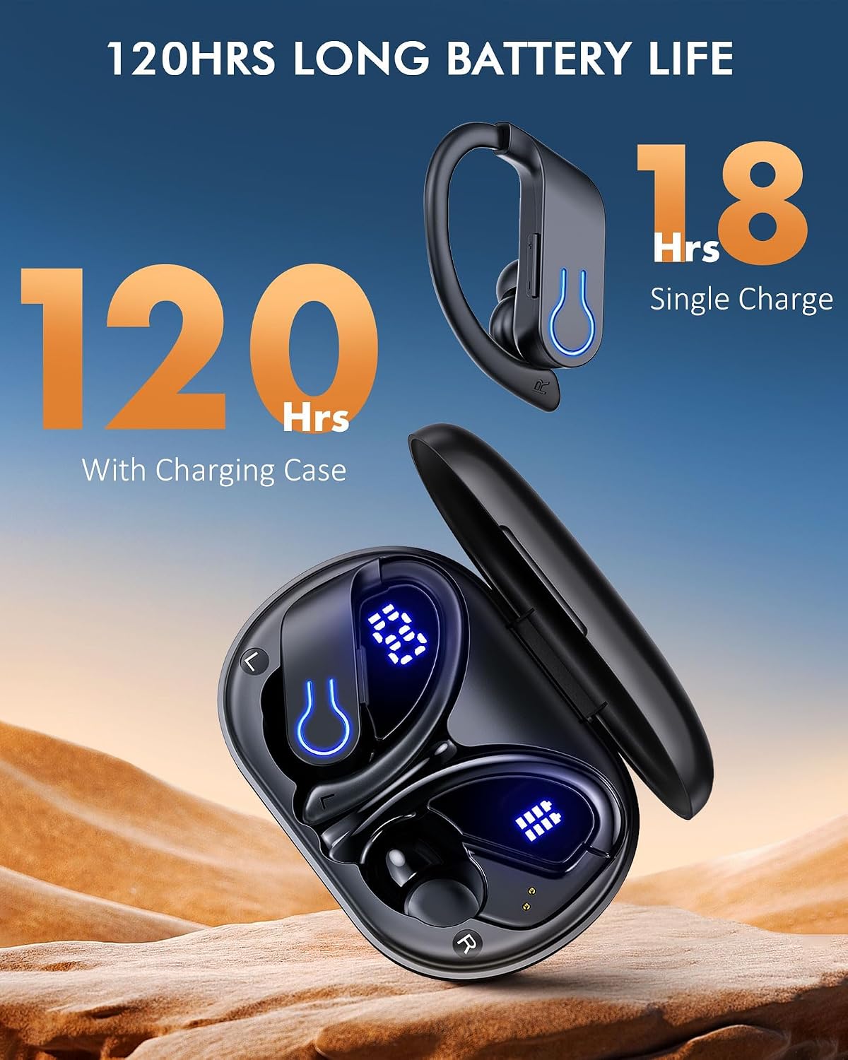 Auriculares Inalámbricos con Estuche de Carga LED 120H