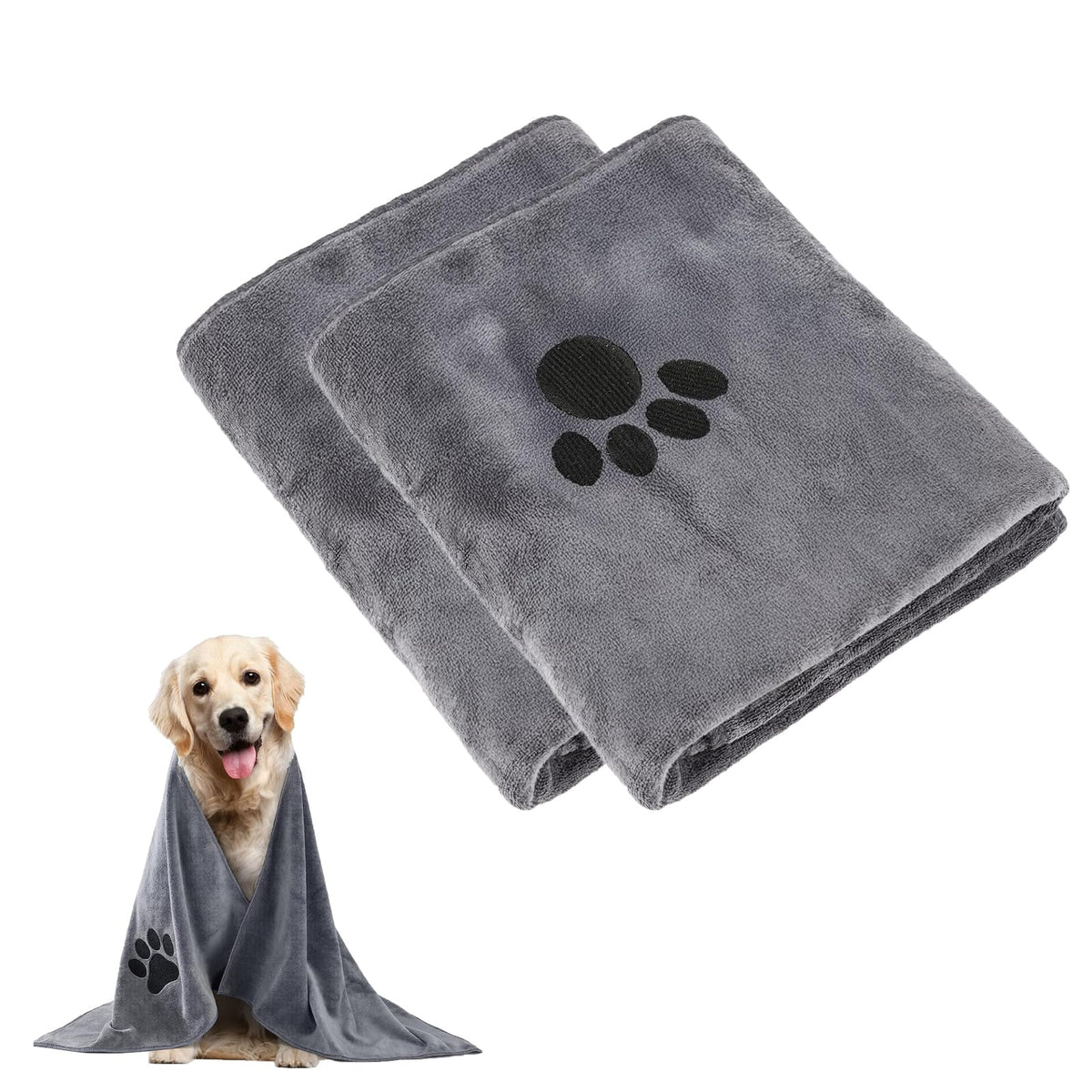 Pack de 2 Toallas de Secado Rápido para Perros y Gatos