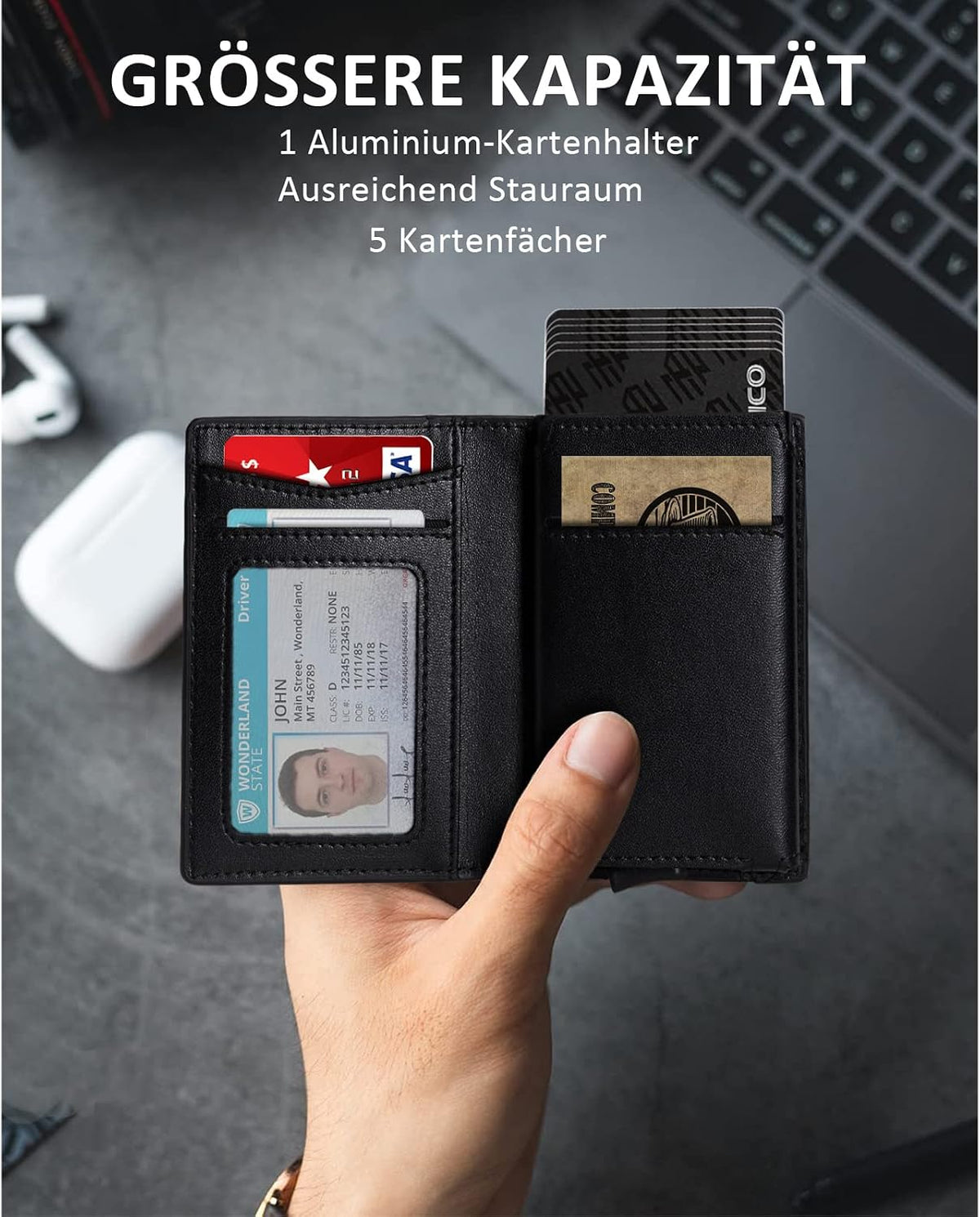 Cartera Slim de Piel con Pinza para Billetes para Hombre