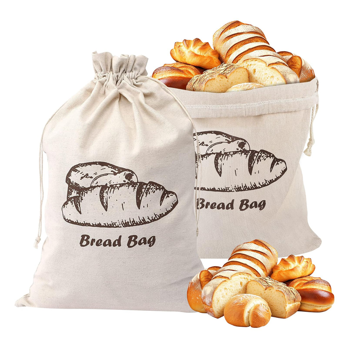 Pack de 2 Bolsas de Lino para Conservar el Pan