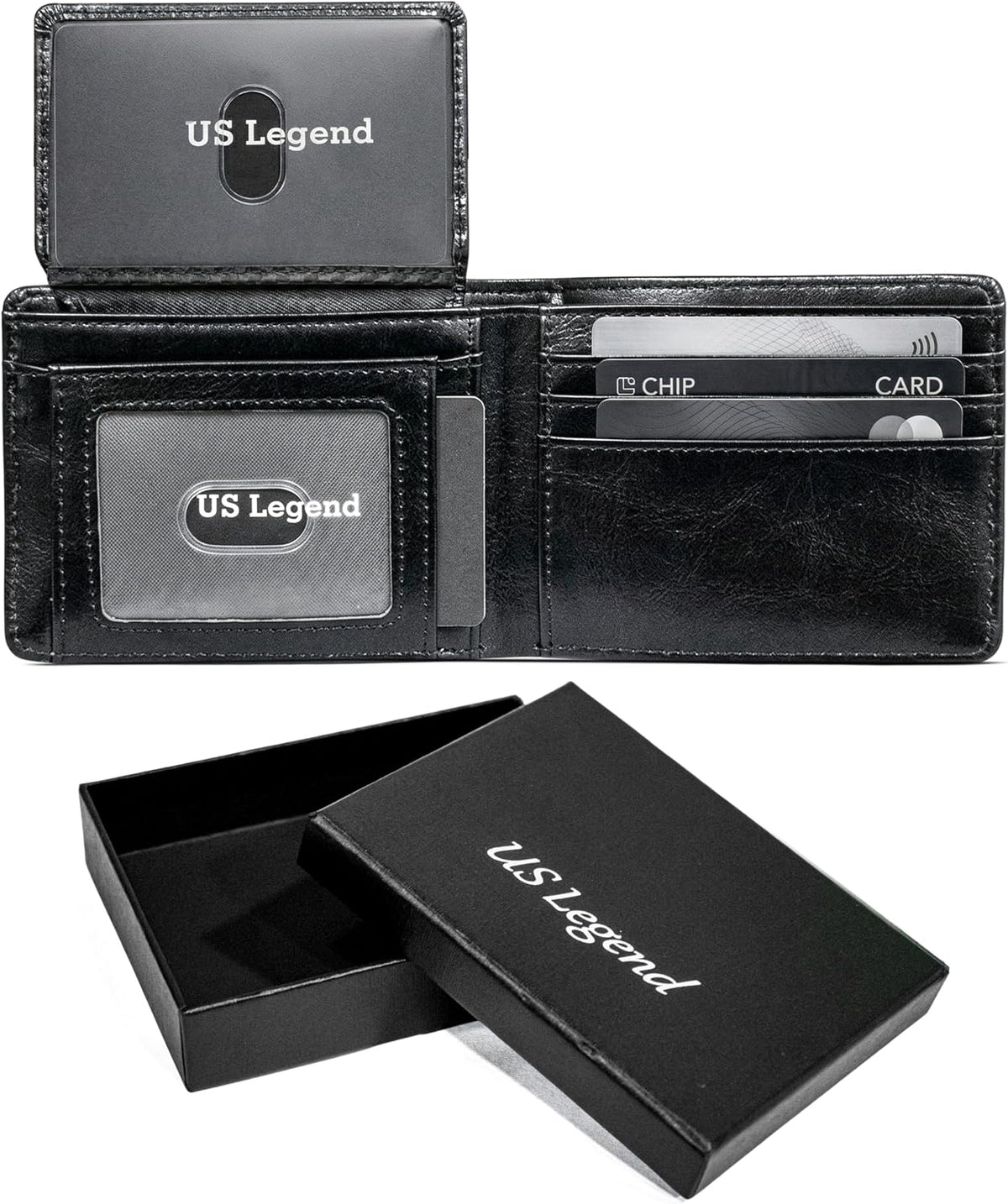 Cartera de Piel para Hombre con Caja de Regalo de Lujo