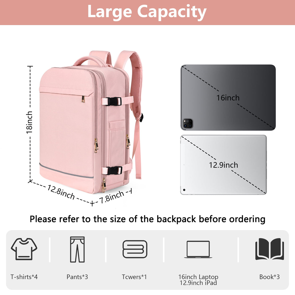 Mochila Grande para Portátil 40L Resistente al Agua