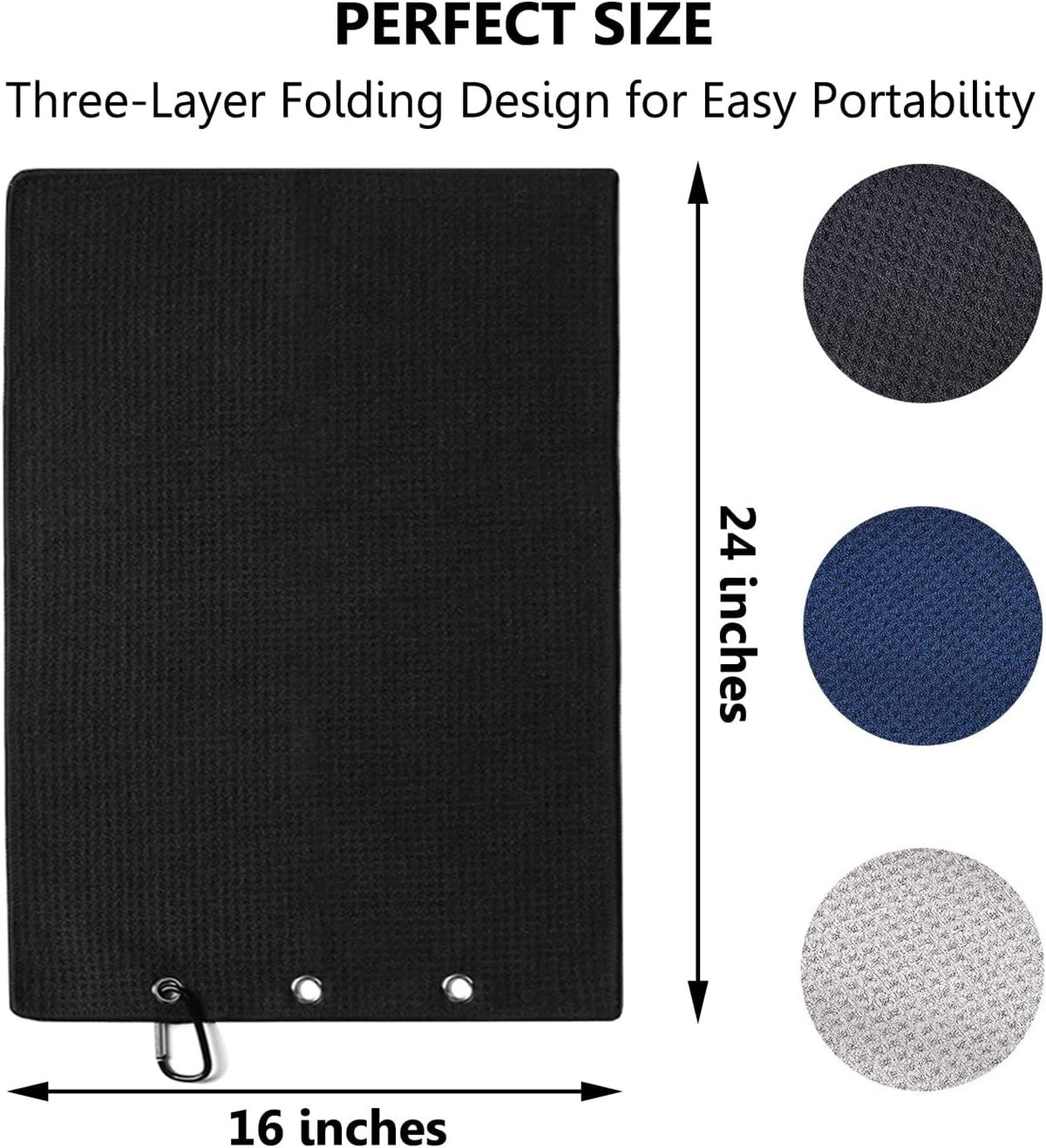 Pack de 3 Toallas de Golf de Microfibra Premium con Clip