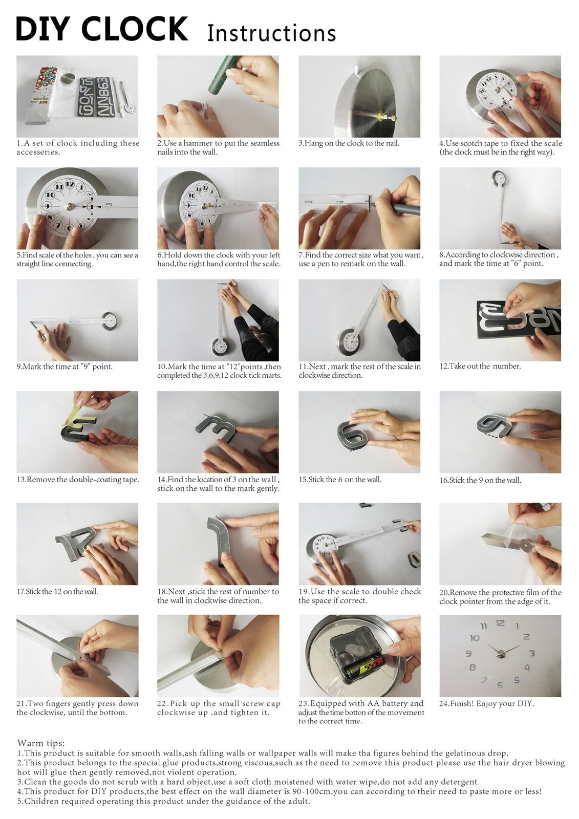 Reloj de Pared Grande DIY 3D