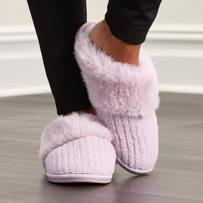 Zapatillas de Casa Chenille con Puno de Piel para Mujer