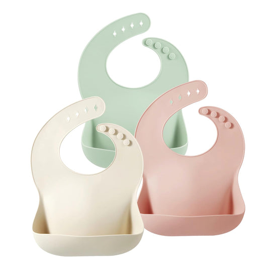 Set de 3 Baberos de Silicona con Bolsillo