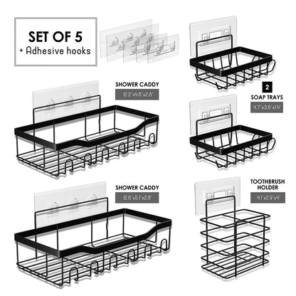 Set de 5 Organizadores de Ducha Adhesivos de Acero