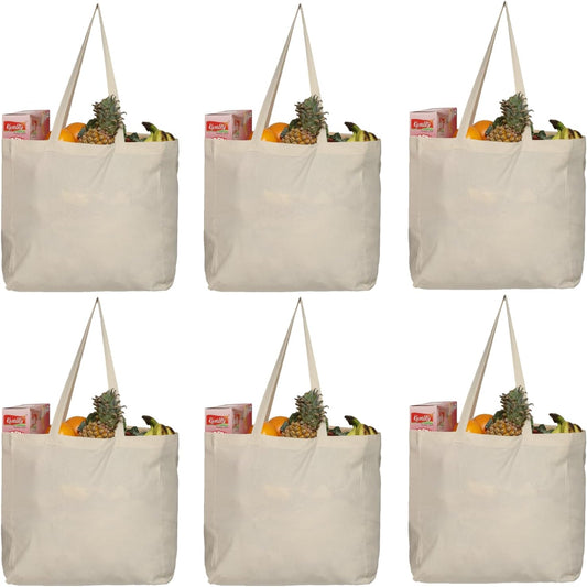 Set de 6 Bolsas de Algodón Reutilizables para la Compra