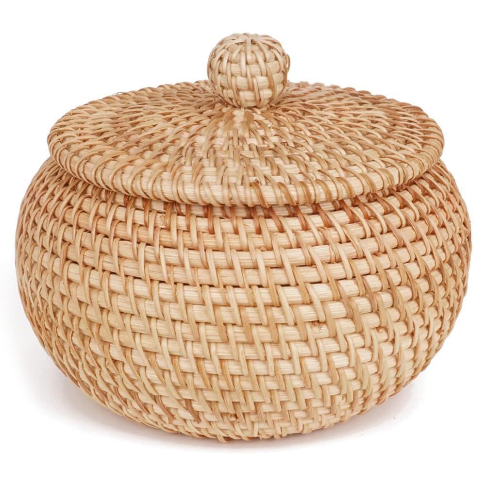 Cesta de Mimbre con Tapa para Pan