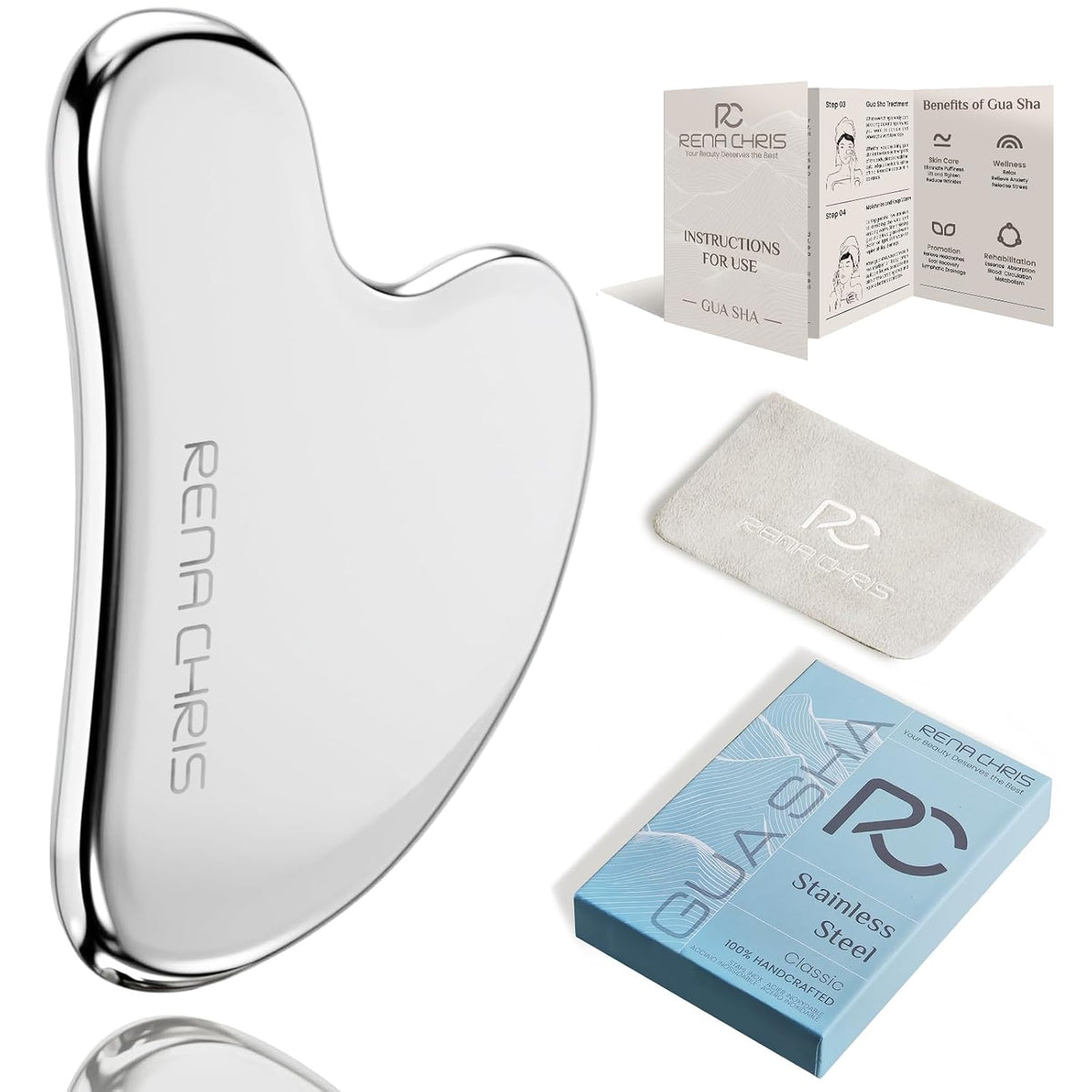 Piedra Gua Sha facial de acero