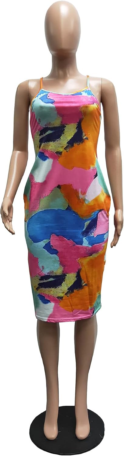 Vestido corto de tirantes con estampado tie-dye