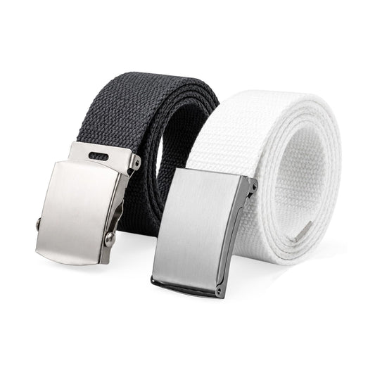 Pack de 2 Cinturones Trenzados de Lona Ajustables