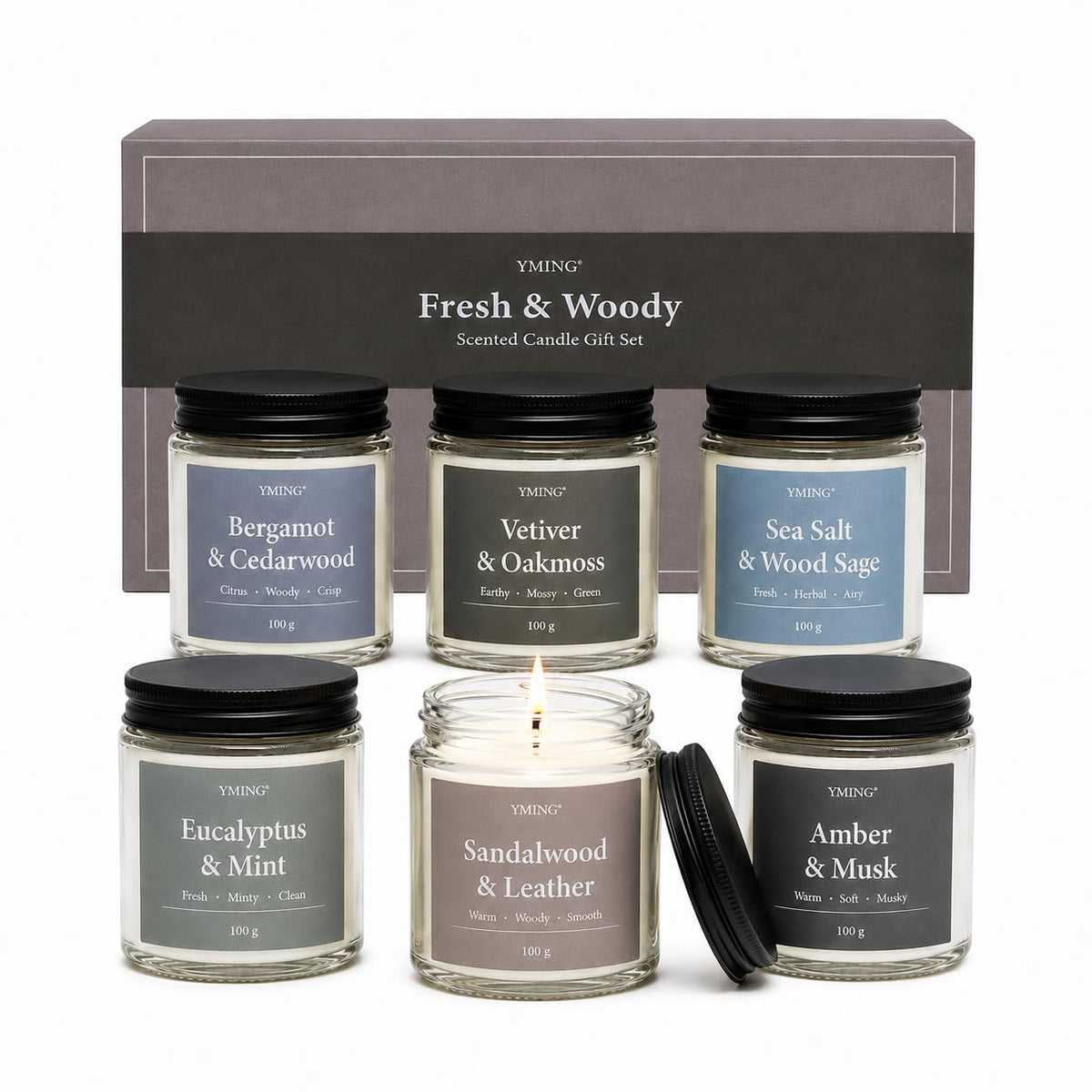 Set de 6 Velas Aromáticas de Cera de Soja