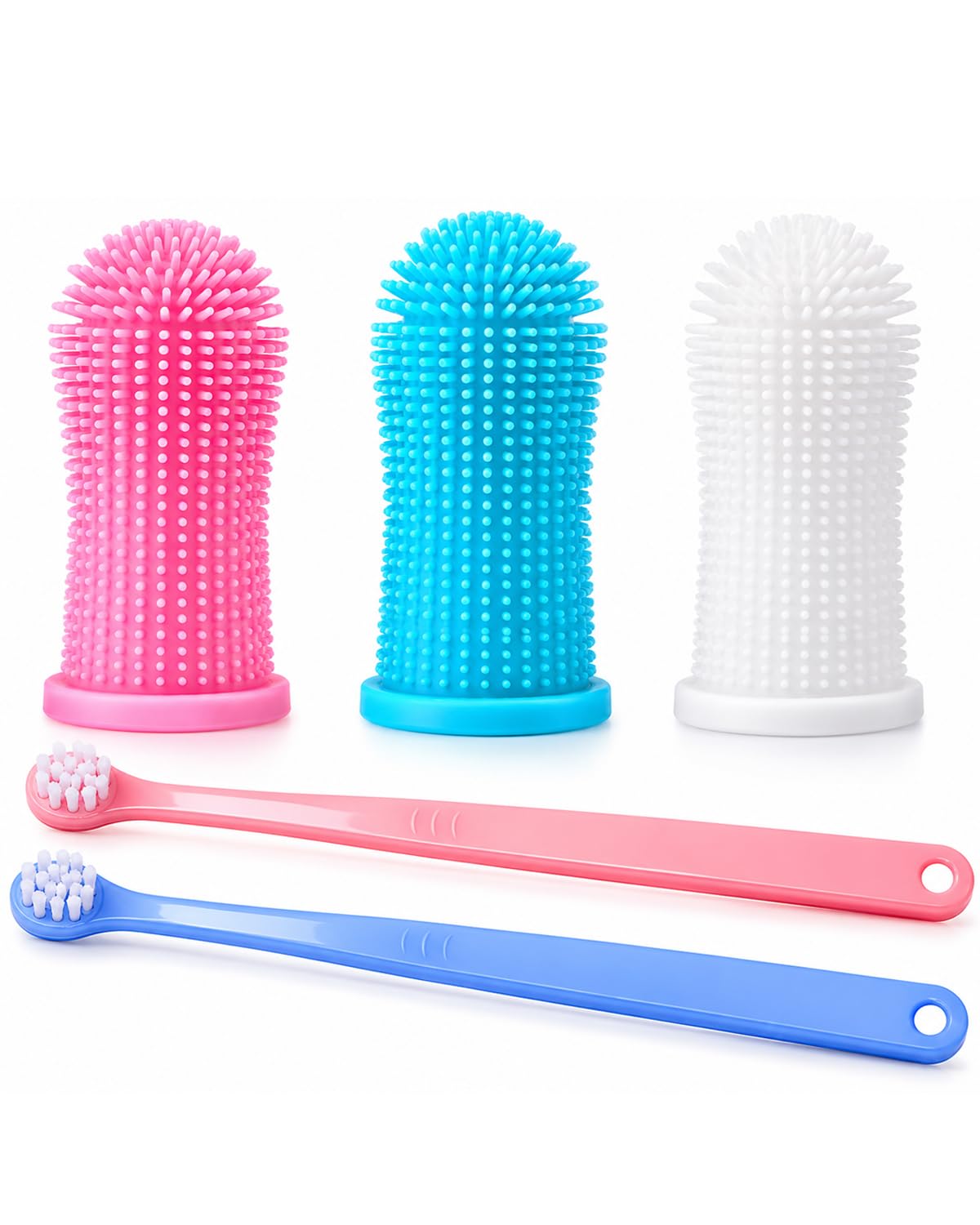 Set de Cepillos Dentales de Dedo de Silicona para Mascotas
