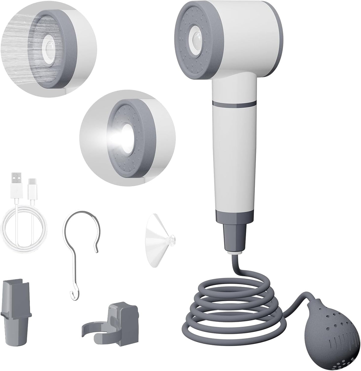 Ducha portátil de camping con luz LED