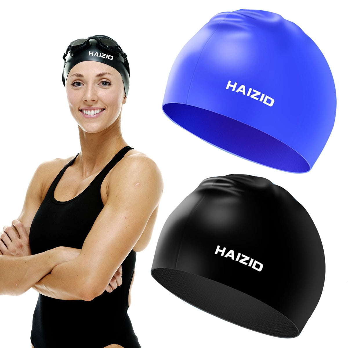 Pack de 2 Gorros de Natación de Silicona con Protección Auditiva