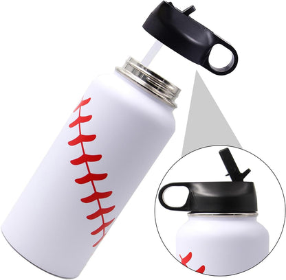 Botella de Agua Deportiva con Pajita y 2 Tapas 32oz