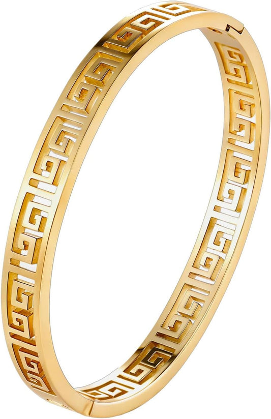 Pulsera brazalete de acero inoxidable estilo griego