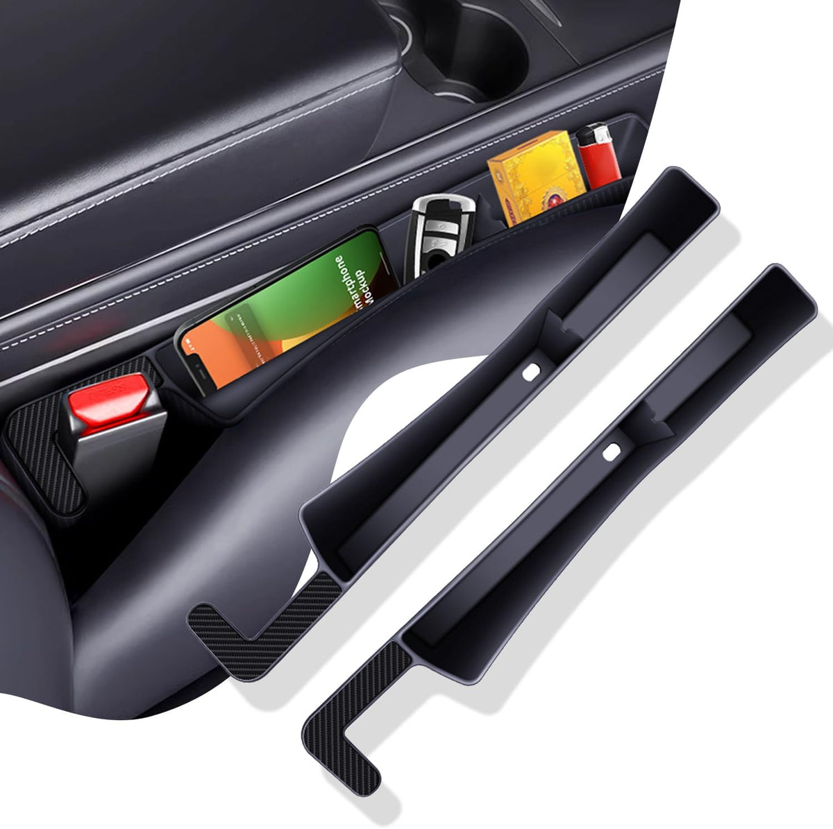 Organizador de Hueco para Asiento de Coche con USB y Soporte de Móvil