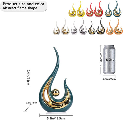 Figura Decorativa de Ceramica Moderna Verde y Dorado