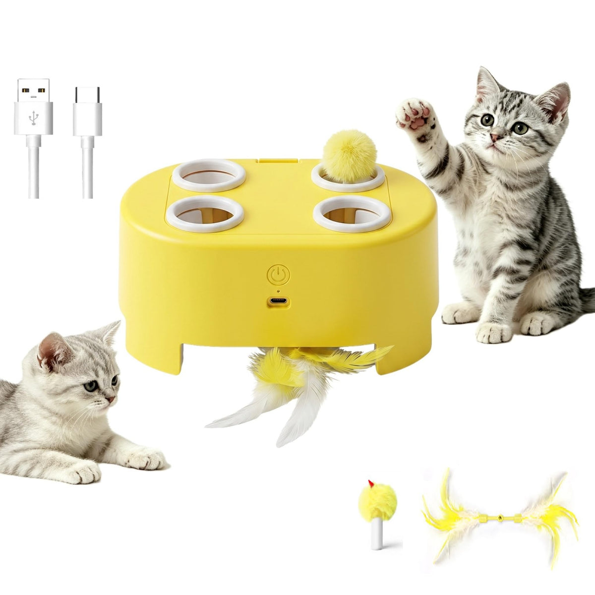 Juguete Eléctrico Interactivo para Gatos con Pluma Giratoria