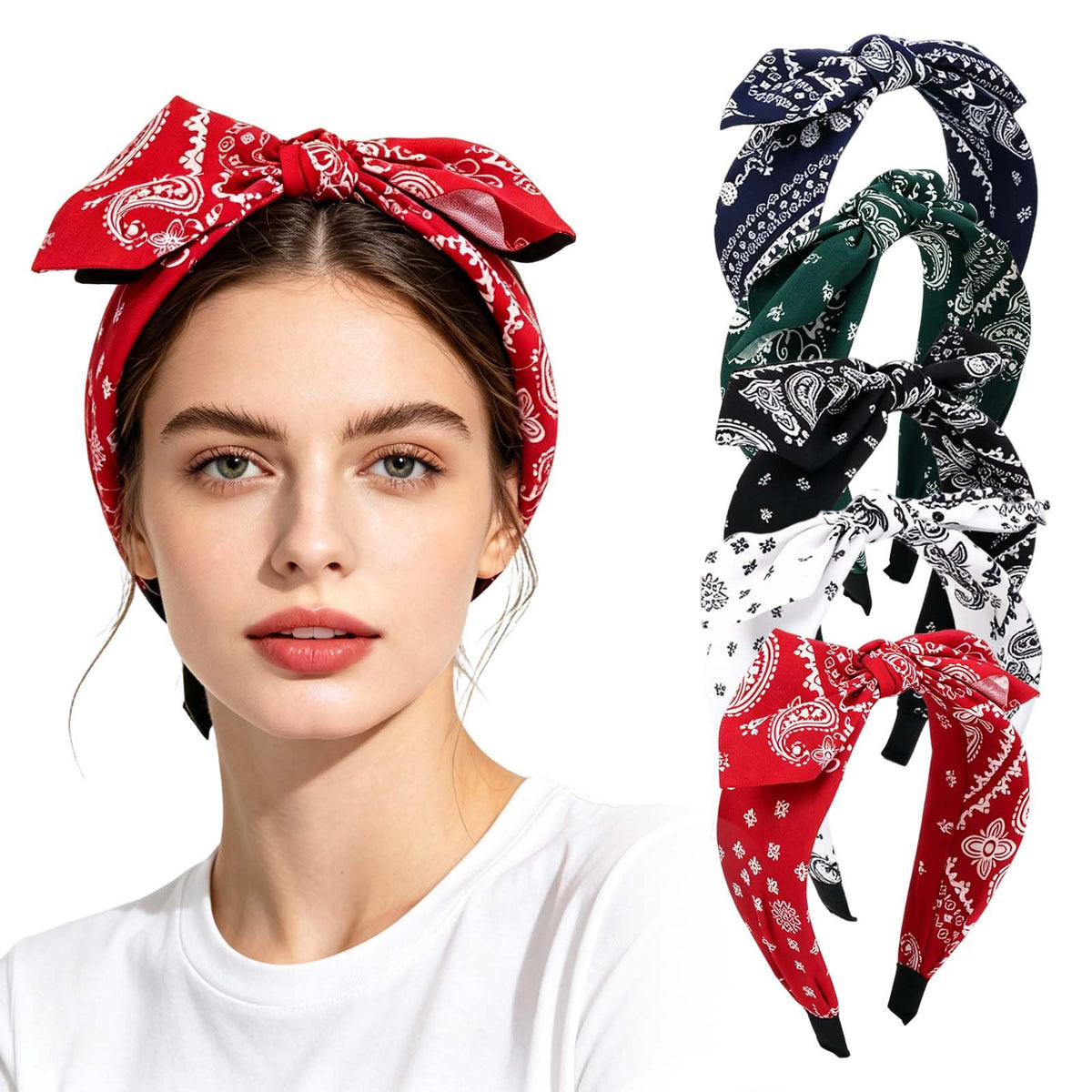 Set de 5 Diademas Anchas Estilo Cachemira