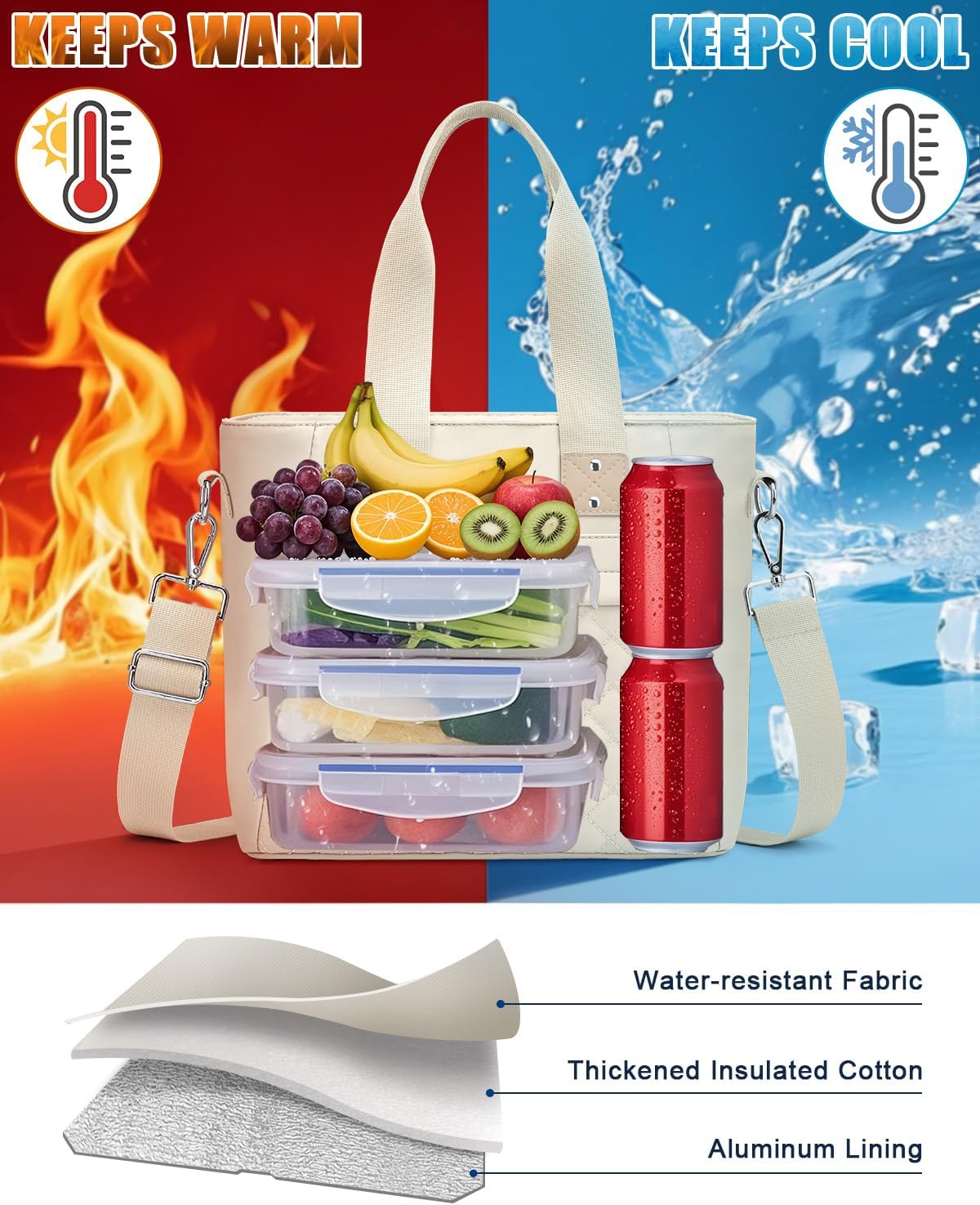 Bolsa Térmica Porta Alimentos Blanca Mediana