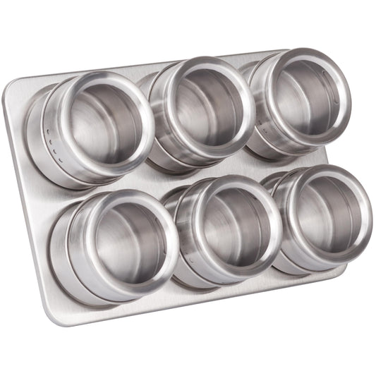 Set de 6 Botes de Especias Magnéticos de Acero Inoxidable