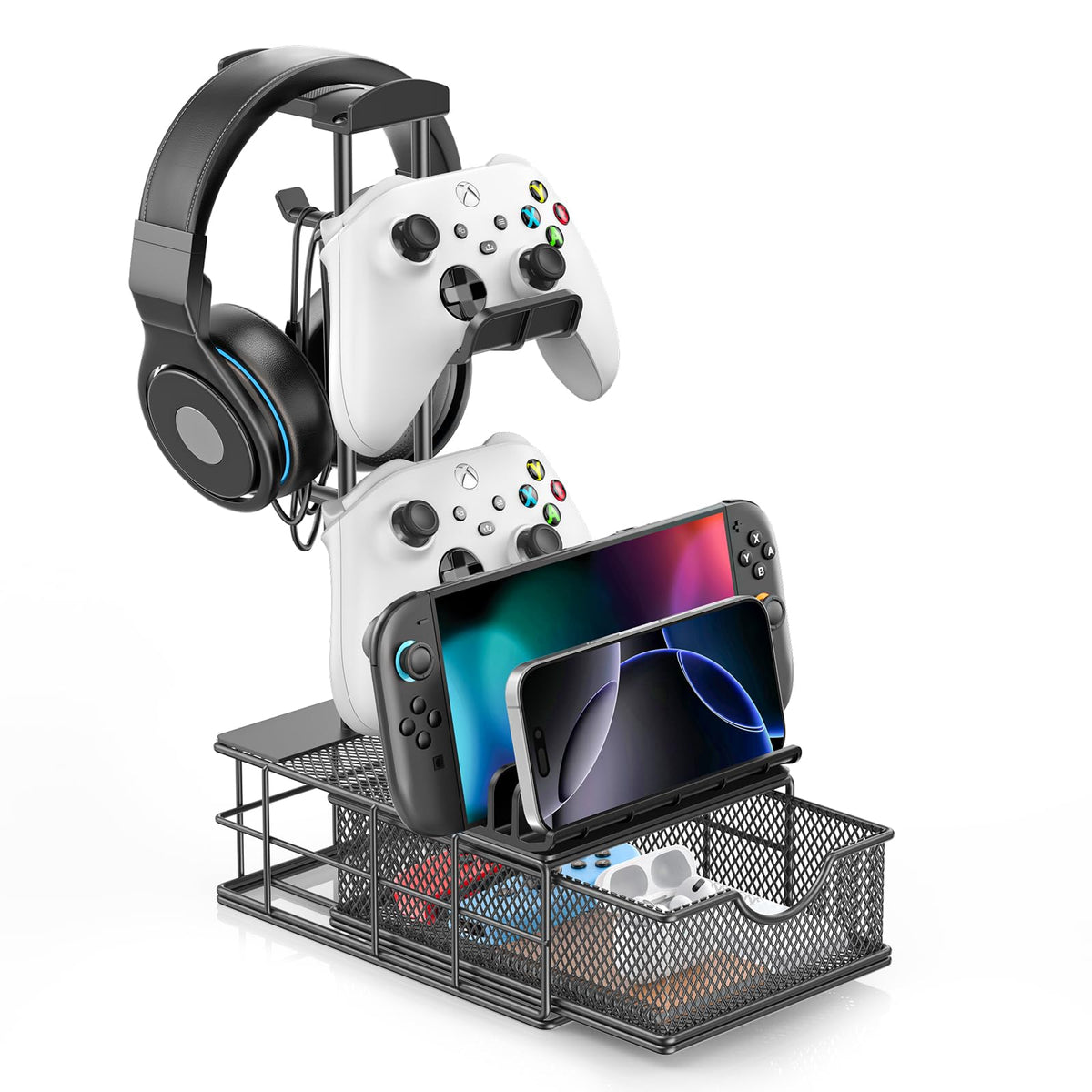Soporte de Auriculares Gaming con Cajón Organizador