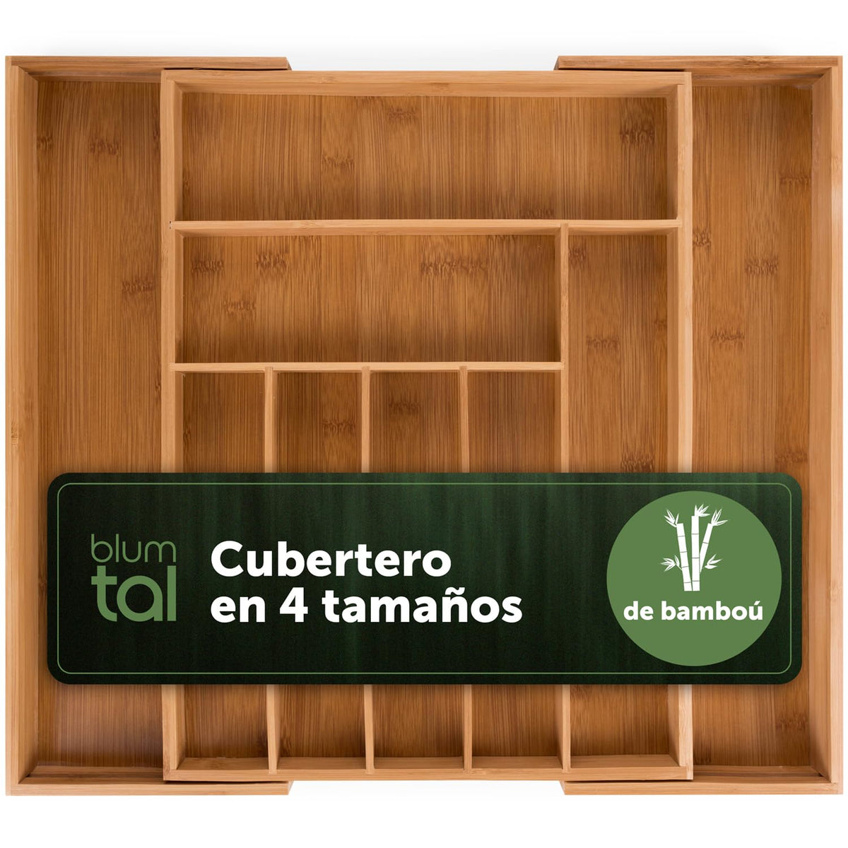 Organizador de Cubiertos de Bambú 5 a 7 Compartimentos
