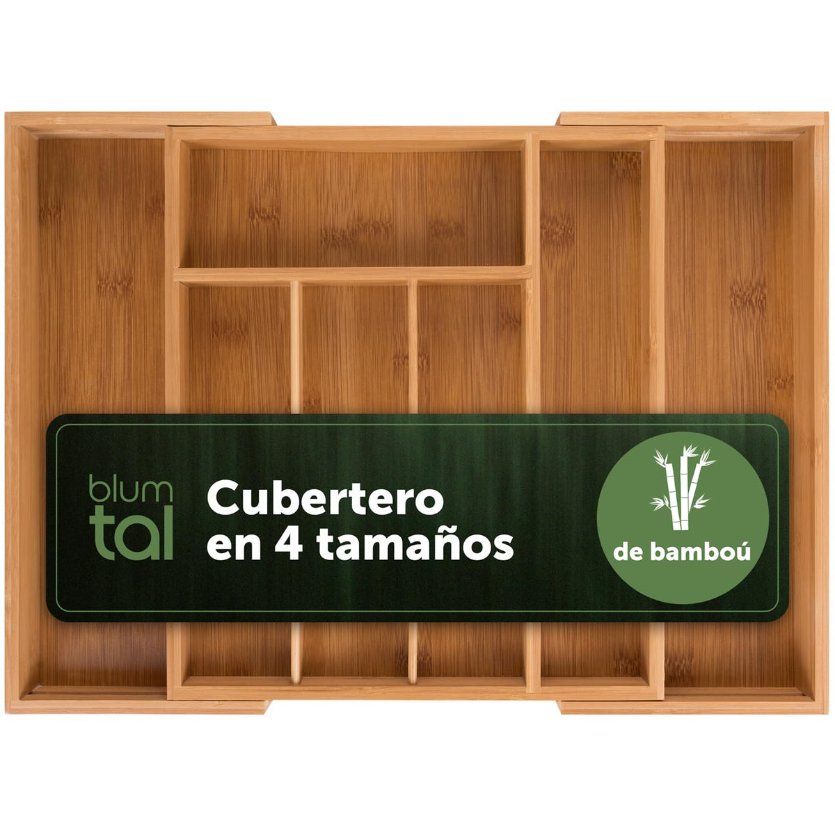 Organizador de Cubiertos de Bambú Ajustable