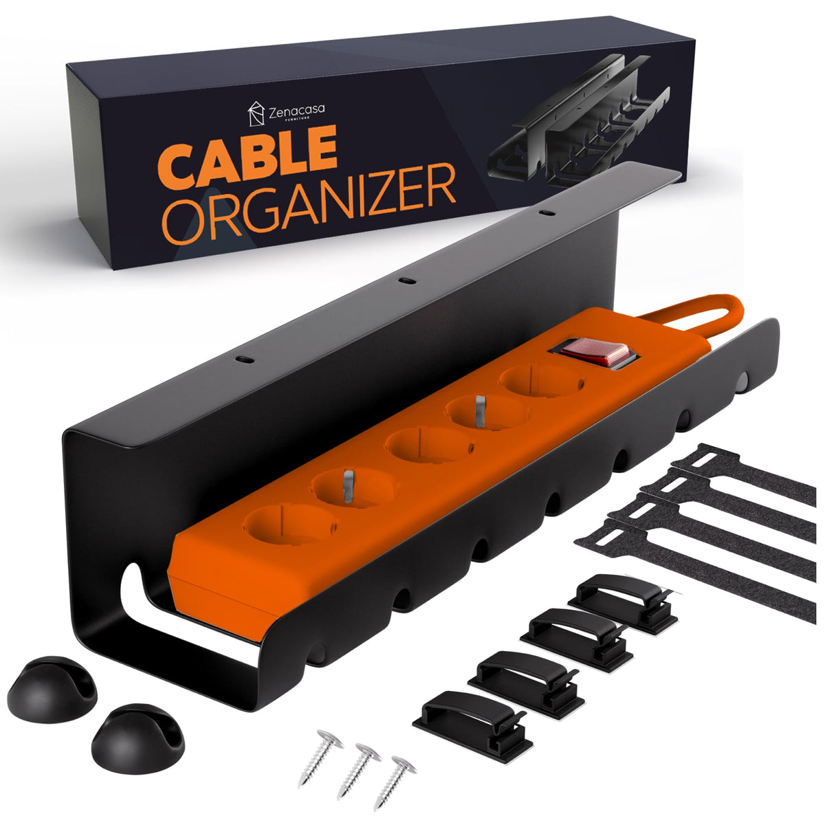 Bandeja Organizadora de Cables de Acero para Escritorio
