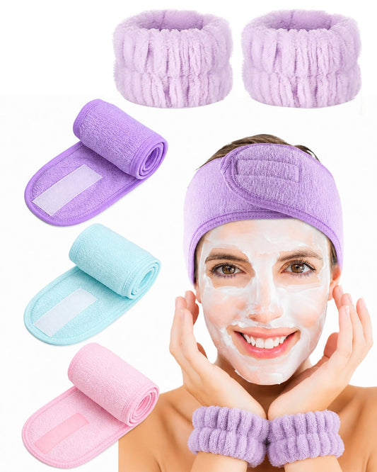 Set de Diademas y Muñequeras de Spa Facial
