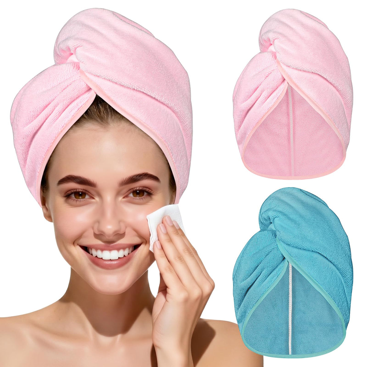 Pack de 2 Toallas Turbante de Microfibra para el Pelo
