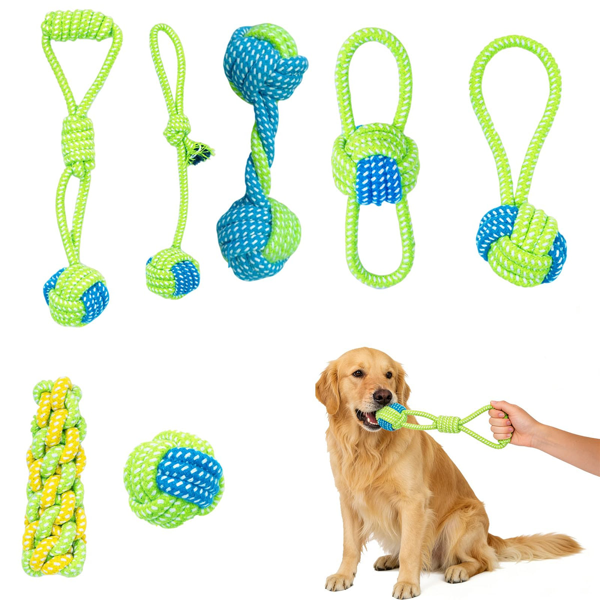 Set de 7 Juguetes de Cuerda de Algodón para Perros