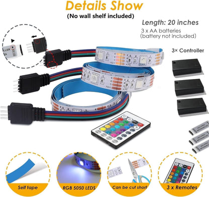 Set de 3 Luces LED para Estanterías con Mando