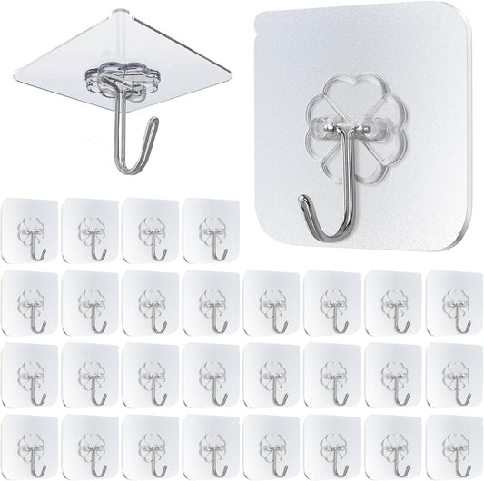 Pack de 30 Ganchos Adhesivos Transparentes