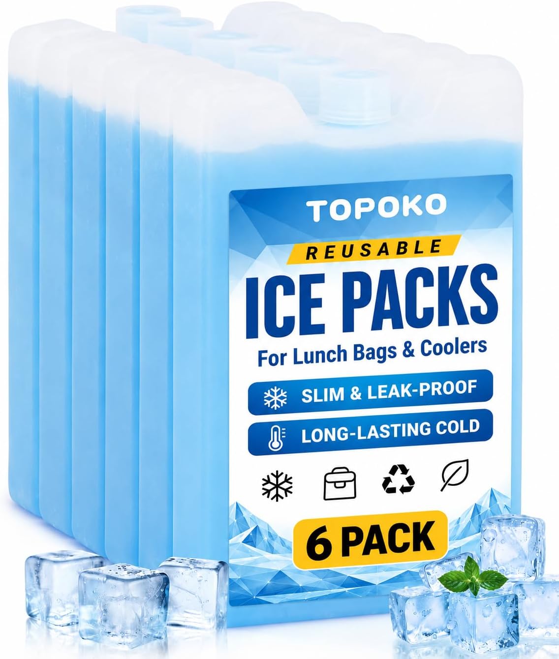 Set de 6 Placas de Hielo Reutilizables para Nevera Portátil