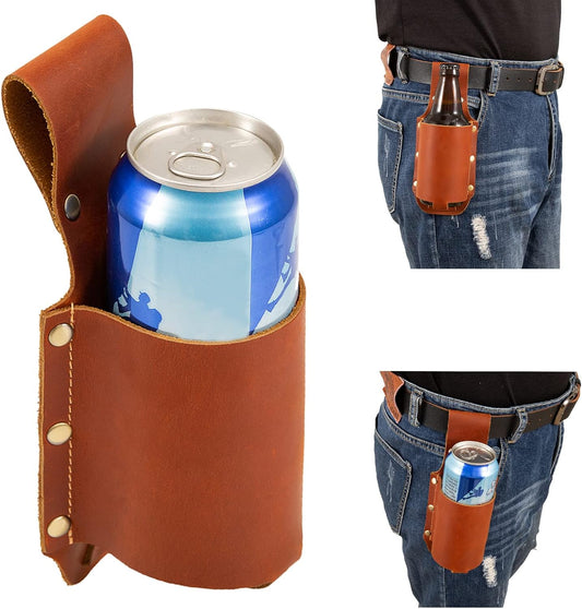 Portabotellas de cerveza de cuero para cinturón