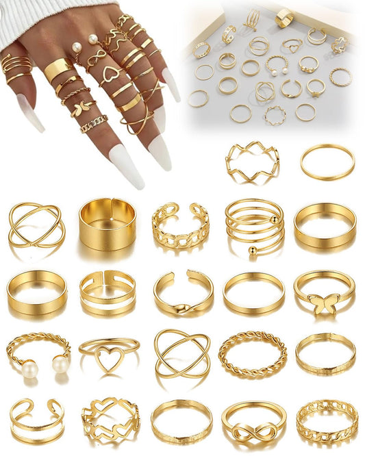 Set de 22 Anillos Apilables de Acero Inoxidable